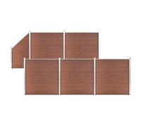 Bucmath Kit de clôture WPC 5 carrés + 1 oblique 965 x 186 cm marron avec composite bois-plastique durable pour jardin, terrasse, balcon, intimité et sécurité, montage facile dans le système de