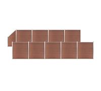 Bucmath Kit de clôture WPC 9 carrés + 1 oblique 1657 x 186 cm marron pour jardin, brise-vue, cour, terrasse, balcon, composite bois-plastique, montage facile, durable