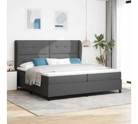 Bucmath Lit à sommier tapissier avec matelas, gris foncé, 200 x 200 cm, housse en tissu, tête de lit réglable, meuble de chambre à coucher, design élégant, fermeté moyenne, ensemble complet