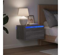 Bucmath Paire de Tables de Chevet murales en Bois d ingénierie Sonoma Gris 50 x 36 x 30 cm avec lumières LED RGB USB 5V Gain d Espace Nuit