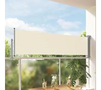 Bucmath Store latéral extensible - 80 x 300 cm - Crème - Résistant aux UV et à l'eau - Pour balcon et terrasse - Pliable - Résistant au vent - Inclinable - Avec support et housse de protection