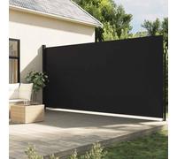 Bucmath Store latéral extensible, noir, 220 x 600 cm, résistant aux UV, protection solaire, coupe-vent, balcon, terrasse, parasol de jardin, pliable, inclinable, avec support et housse de protection