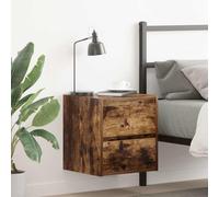 Bucmath Table de Chevet Murale en chêne fumé, Bois d ingénierie, 38x34x40 cm, tiroir Rangement, guéridon Flottant pour Chambre lit Salon, Support Lampe et réveil