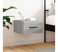 Bucmath Table de Chevet Murale Sonoma Gris en Bois d ingénierie 35x35x20 cm, Rangement Flottant pour Chambre lit, Console pour Lampe et Organiseur Nuit