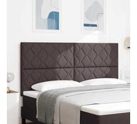 Bucmath Tête de lit avec barres lumineuses LED, design bloc de diamant, marron, 180 cm, tissu, matériau en bois, rembourrage, montage mural, design moderne