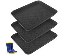 BUCOMTU 3 bacs d'égouttage pour Chaussures, Tapis de Sol Bac d'égouttage 35 x 27 x 3 cm, Bac en Plastique Antidérapant pour Chaussures, Tapis pour Nourriture pour Chien, Pelle à Boue