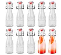 BUCOMTU Lot de 10 Bouteille en Verre 150ml avec Bouchon Mécanique, Bouteille en Verre Avec Bouchon,Pour Remplissage, Sirops, Boissons, Huiles Alimentaires, Vinaigres Aromatisés (Lot de 10-150ml)