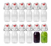 BUCOMTU Lot de 12 Bouteille en Verre 100ml avec Bouchon Mécanique, Bouteille en Verre Avec Bouchon,Pour Remplissage, Sirops, Boissons, Huiles Alimentaires, Vinaigres Aromatisés (Lot de 12-100ml)
