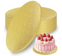 BUCOMTU Lot de 5 Support Gateau Rond,12 mm Cake Board, 30 cm Plateau Gâteau Rond, réutilisables, idéales pour la maison, les pâtisseries, les mariages et les fêtes (doré)