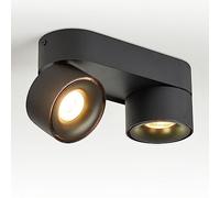 Budbuddy 2X12W Plafonnier LED 2 Spots Orientables Spots de Plafond Pivotants Plafonnier Apparent Noir Rails de Spots Intérieur Moderne pour Couloir, Salon, Bureau Boutique et Plus 3000K