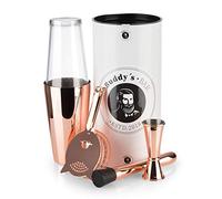 Buddy´s Bar - Boston Bar-Set, 700 ML, Boston Cocktail-Shaker, Bar-Mesure, Pilon, Crépine, Coffre-Fort, Coffre-Fort pour Aliments, Coffret Bar avec boîte Cadeau, cuivre Poli