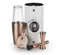Buddy´s Bar Ensemble de Bar Boston 700 ML - Shaker à Cocktail Boston - Pilon - Passoire de Bar - Qualité Alimentaire - Coffret Cadeau Inclus - Cuivre Antique