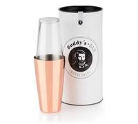Buddy's Bar - Boston Shaker, Shaker en Acier Inoxydable, en cuivre Brillant 700ml + Verre 400ml, salubre pour Les Aliments, Shaker à Cocktail Noble avec boîte Cadeau