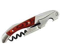 Buddy's Bar - Couteau de serveur, longueur 11,5 cm, fonction de levier pliable à plusieurs niveaux, ouvre-bouteille avec décapsuleur, tire-bouchon professionnel en acier inoxydable et en bois
