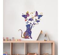 Buer Homie Décoration de chambre d'enfant, jolis chats, étoiles, chatons autocollants muraux