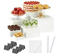 BUERPINKING Lot de 6 Presentoir Aperitif Buffet Cube, Boîte de Présentation en Acrylique, 3-8in Presentoir Gateau avec Mini-étiquettes, Supports Buffet Mariage pour Traiteur, Dessert, Bijoux