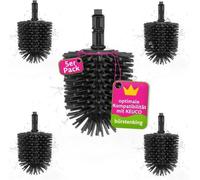 Bürstenking Silicone Tête de brosse de rechange pour WC, 69 mm, Set de tête de brosse pour WC adapté aux garnitures de WC Keuco, tête de brosse de WC de rechange en silicone, 5 pièces, noir