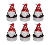Bütic Lot de 6 bougies chauffe-plat de Noël avec motif comme décoration de table pour l'Avent et la période de Noël - Lutin, élan, boule de Noël ou sapin - Bougie chauffe-plat décorative dans un bol