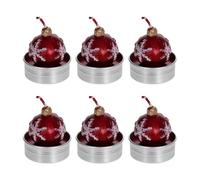 Bütic Lot de 6 bougies chauffe-plat de Noël avec motif comme décoration de table pour l'Avent et la période de Noël - Lutin, élan, boule de Noël ou sapin - Bougie chauffe-plat décorative dans un bol