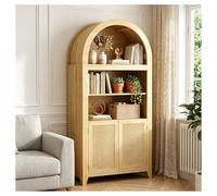 Bueuwe Armoire arquée, bibliothèque en arc avec portes en rotin, avec portes en canne tissée pour salon, chambre à coucher