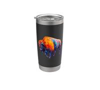 Buffalo Bison American Western Colorful Wild Life Gift Gobelet isotherme en acier inoxydable double paroi
