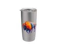 Buffalo Bison American Western Colorful Wild Life Gift Gobelet isotherme en acier inoxydable double paroi