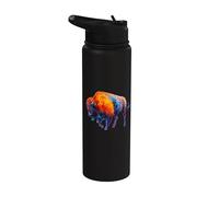 Buffalo Bison American Western Colorful Wild Life Gift Stainless Steel Insulated Water Bottle