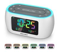 BUFFBEE Radio-réveil avec chiffres arc-en-ciel multicolores, veilleuse 7 couleurs avec option marche/arrêt, double alarme, variateur et chargeur USB, radio FM pour chambre à coucher, fonctionne sur