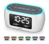 BUFFBEE Radio Réveil avec veilleuse 7 Couleurs, Double Alarme, répétition, variateur, Chargeur USB et minuterie de Sieste, réveil numérique avec Radio FM et minuterie d'arrêt Automatique - Blanc