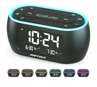 BUFFBEE Radio réveil de Chevet avec veilleuse de 7 Couleurs, Double Alarme, répétition, variateur, Chargeur USB, réveil numérique avec Radio FM, minuterie d’arrêt Automatique