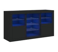Buffet(1 pc), Commode, Vaisselier, Meuble Rangement, avec lumières LED noir 123x37x67 cm B6844