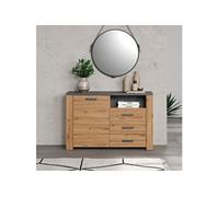 Buffet 1 porte 3 tiroirs 1 niche décor chêne et gris ardoise - NOVA