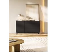 Buffet 1 porte 3 tiroirs façade à rainures - Veldio New - 140 cm - noir