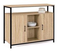 ID MARKET buffet DETROIT 2 portes 100 cm Industriel bois et métal noir