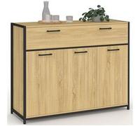 Buffet 100 cm DETROIT 3 portes et 1 tiroir design industriel G