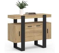Buffet 100 cm PHOENIX 4 portes bois et noir Noir