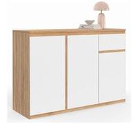 IDMarket – Buffet TOMI 100 cm, 3 portes et 1 tiroir, blanc et bois