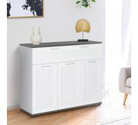 Buffet 100 cm VITO 3 portes et 1 tiroir blanc et plateau gris