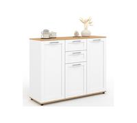 ID MARKET buffet VITO 3 portes et 2 tiroirs 100 cm Contemporain bois et blanc