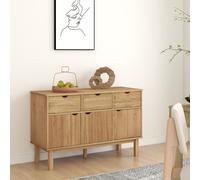 vidaXL Buffet OTTA Marron et Noir 114 x 43 x 73,5 cm, Buffet élégant, Rangement rectangulaire, en pin Massif, organise Espace, Style Classique, unité Moderne