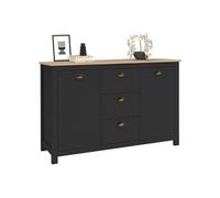 ID MARKET buffet 2 portes et 3 tiroirs 130 cm Moderne bois et noir