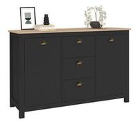ID MARKET buffet 2 portes et 3 tiroirs 130 cm Moderne bois et noir