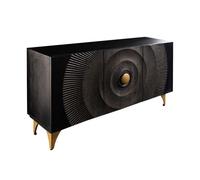 Buffet 140 cm 3 portes bois noir et doré - Collection SOLARIS