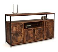 IDMarket – Buffet Dayton 140 cm, 4 portes avec niche, effet vieilli, design industriel