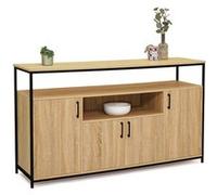 IDMarket Buffet Detroit 4 portes avec niche design industriel 140 cm bois