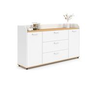 ID MARKET buffet 4 portes 140 cm Moderne bois et blanc effet hêtre