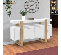 IDMarket - Buffet 140 cm Phoenix 4 Portes Blanc et Bois