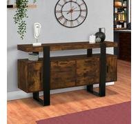 Buffet 140 cm PHOENIX 4 portes bois effet vieilli et noir