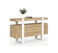 Buffet 140 cm PHOENIX 4 portes bois et blanc
