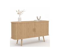 IDMarket Buffet Romie 140 cm 2 portes coulissantes latte tasseau bois coloris chêne